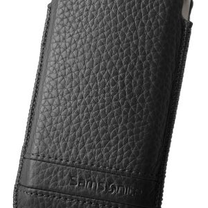Черен калъф за телефон от естествена кожа размер М Slim Classic leather