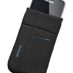 Калъф за телефон, размер L, Airglow Mobile, черен със син кант