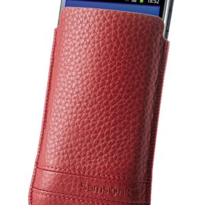Червен калъф за телефон от естествена кожа размер L Slim Classic leather