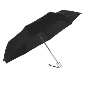 Тройно сгъваем черен автоматичен чадър Rain Pro