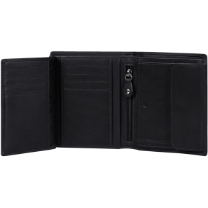 Портфейл от естествена кожа Attack 2 SLG с отделение за монети и RFID защита черен цвят