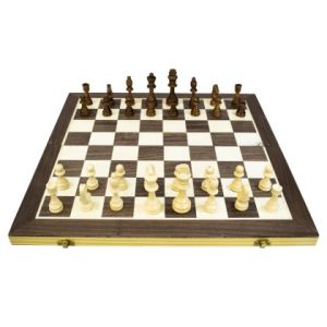 Шах, дама и табла 3 в 1 MAXIMA, Фурнир с интарзия, 49.5х49 см, Фигури 5 - 9 см. 270771